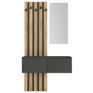 meg-GP042-0358,1-6 ΕΠΙΠΛΟ ΕΙΣΟΔΟΥ KANSO MEGAPAP ΧΡΩΜΑ ΑΝΘΡΑΚΙ - SEPET OAK 100X35X196,7ΕΚ.