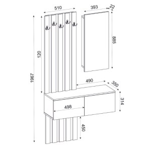 meg-GP042-0358,2-8 ΕΠΙΠΛΟ ΕΙΣΟΔΟΥ KANSO MEGAPAP ΧΡΩΜΑ ΛΕΥΚΟ 100X35X196,7ΕΚ.