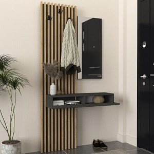 meg-GP042-0359,1-1 ΕΠΙΠΛΟ ΕΙΣΟΔΟΥ ELOIS MEGAPAP ΧΡΩΜΑ ΑΝΘΡΑΚΙ - SEPET OAK 96,6X26,8X195,5ΕΚ.