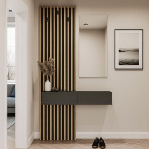 meg-GP042-0359,1-5 ΕΠΙΠΛΟ ΕΙΣΟΔΟΥ ELOIS MEGAPAP ΧΡΩΜΑ ΑΝΘΡΑΚΙ - SEPET OAK 96,6X26,8X195,5ΕΚ.