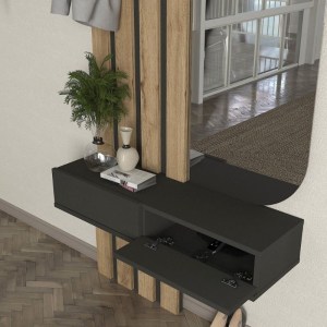 meg-GP042-0360,1-1 ΕΠΙΠΛΟ ΕΙΣΟΔΟΥ REYAS MEGAPAP ΧΡΩΜΑ ΑΝΘΡΑΚΙ - SEPET OAK 90X27X205,6ΕΚ.