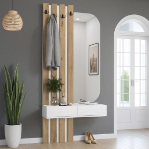 meg-GP042-0360,2-4 ΕΠΙΠΛΟ ΕΙΣΟΔΟΥ REYAS MEGAPAP ΧΡΩΜΑ ΛΕΥΚΟ - SEPET OAK 90X27X205,6ΕΚ.