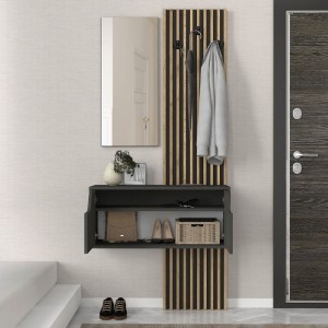 meg-GP042-0361,1-1 ΕΠΙΠΛΟ ΕΙΣΟΔΟΥ NARO MEGAPAP ΧΡΩΜΑ ΑΝΘΡΑΚΙ - SEPET OAK 90X35X204,2ΕΚ.