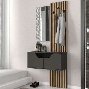 meg-GP042-0361,1-2 ΕΠΙΠΛΟ ΕΙΣΟΔΟΥ NARO MEGAPAP ΧΡΩΜΑ ΑΝΘΡΑΚΙ - SEPET OAK 90X35X204,2ΕΚ.