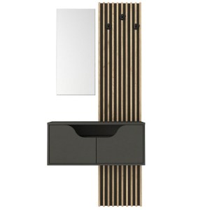 meg-GP042-0361,1-6 ΕΠΙΠΛΟ ΕΙΣΟΔΟΥ NARO MEGAPAP ΧΡΩΜΑ ΑΝΘΡΑΚΙ - SEPET OAK 90X35X204,2ΕΚ.