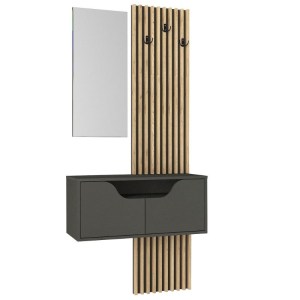 meg-GP042-0361,1-7 ΕΠΙΠΛΟ ΕΙΣΟΔΟΥ NARO MEGAPAP ΧΡΩΜΑ ΑΝΘΡΑΚΙ - SEPET OAK 90X35X204,2ΕΚ.