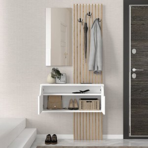 meg-GP042-0361,2-1 ΕΠΙΠΛΟ ΕΙΣΟΔΟΥ NARO MEGAPAP ΧΡΩΜΑ ΛΕΥΚΟ - SEPET OAK 90X35X204,2ΕΚ.