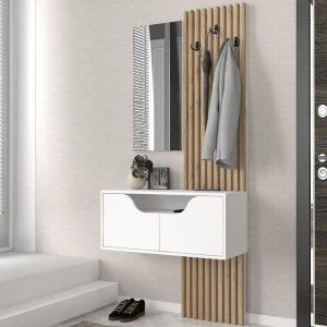 meg-GP042-0361,2-2 ΕΠΙΠΛΟ ΕΙΣΟΔΟΥ NARO MEGAPAP ΧΡΩΜΑ ΛΕΥΚΟ - SEPET OAK 90X35X204,2ΕΚ.