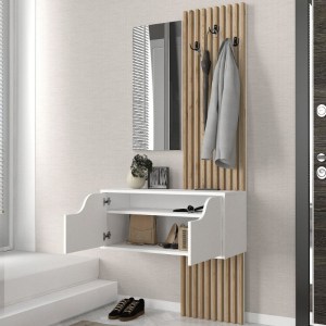 meg-GP042-0361,2-3 ΕΠΙΠΛΟ ΕΙΣΟΔΟΥ NARO MEGAPAP ΧΡΩΜΑ ΛΕΥΚΟ - SEPET OAK 90X35X204,2ΕΚ.