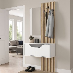 meg-GP042-0361,2-4 ΕΠΙΠΛΟ ΕΙΣΟΔΟΥ NARO MEGAPAP ΧΡΩΜΑ ΛΕΥΚΟ - SEPET OAK 90X35X204,2ΕΚ.