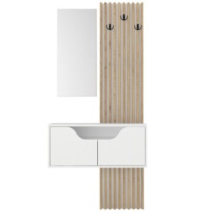 meg-GP042-0361,2-6 ΕΠΙΠΛΟ ΕΙΣΟΔΟΥ NARO MEGAPAP ΧΡΩΜΑ ΛΕΥΚΟ - SEPET OAK 90X35X204,2ΕΚ.