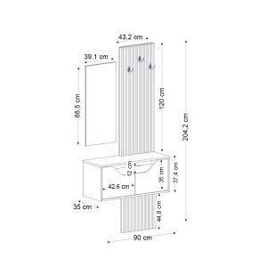 meg-GP042-0361,2-8 ΕΠΙΠΛΟ ΕΙΣΟΔΟΥ NARO MEGAPAP ΧΡΩΜΑ ΛΕΥΚΟ - SEPET OAK 90X35X204,2ΕΚ.