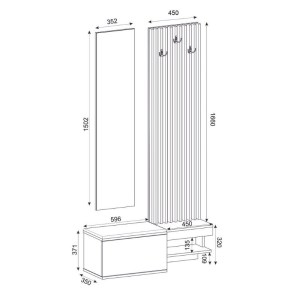 meg-GP042-0362,1-6 ΕΠΙΠΛΟ ΕΙΣΟΔΟΥ DUMONT MEGAPAP ΧΡΩΜΑ ΑΝΘΡΑΚΙ - SEPET OAK 104,8X35X198ΕΚ.
