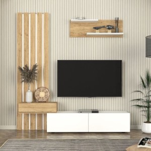 meg-GP042-0364,2-2 ΣΥΝΘΕΣΗ ΤΗΛΕΟΡΑΣΗΣ ROSALINE MEGAPAP ΧΡΩΜΑ ΛΕΥΚΟ - SEPET OAK 183X31,3X196,9ΕΚ.