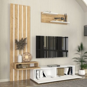meg-GP042-0364,2-5 ΣΥΝΘΕΣΗ ΤΗΛΕΟΡΑΣΗΣ ROSALINE MEGAPAP ΧΡΩΜΑ ΛΕΥΚΟ - SEPET OAK 183X31,3X196,9ΕΚ.