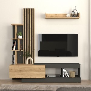 meg-GP042-0365,1-0 ΣΥΝΘΕΣΗ ΤΗΛΕΟΡΑΣΗΣ VERMONT MEGAPAP ΧΡΩΜΑ ΑΝΘΡΑΚΙ - SEPET OAK 180X40X193,8ΕΚ.
