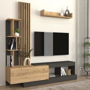 meg-GP042-0365,1-1 ΣΥΝΘΕΣΗ ΤΗΛΕΟΡΑΣΗΣ VERMONT MEGAPAP ΧΡΩΜΑ ΑΝΘΡΑΚΙ - SEPET OAK 180X40X193,8ΕΚ.