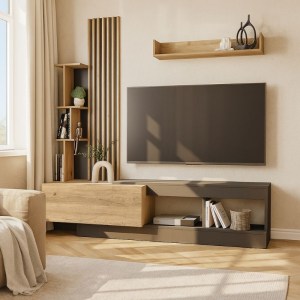 meg-GP042-0365,1-5 ΣΥΝΘΕΣΗ ΤΗΛΕΟΡΑΣΗΣ VERMONT MEGAPAP ΧΡΩΜΑ ΑΝΘΡΑΚΙ - SEPET OAK 180X40X193,8ΕΚ.