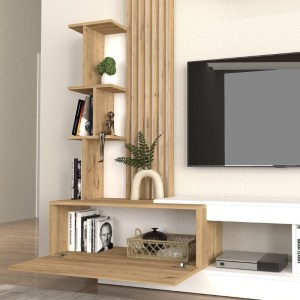 meg-GP042-0365,2-4 ΣΥΝΘΕΣΗ ΤΗΛΕΟΡΑΣΗΣ VERMONT MEGAPAP ΧΡΩΜΑ ΛΕΥΚΟ - SEPET OAK 180X40X193,8ΕΚ.
