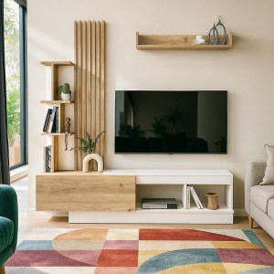 meg-GP042-0365,2-6 ΣΥΝΘΕΣΗ ΤΗΛΕΟΡΑΣΗΣ VERMONT MEGAPAP ΧΡΩΜΑ ΛΕΥΚΟ - SEPET OAK 180X40X193,8ΕΚ.