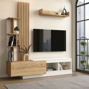 meg-GP042-0365,2-7 ΣΥΝΘΕΣΗ ΤΗΛΕΟΡΑΣΗΣ VERMONT MEGAPAP ΧΡΩΜΑ ΛΕΥΚΟ - SEPET OAK 180X40X193,8ΕΚ.