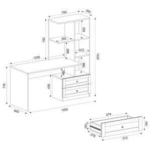 meg-GP042-0368,2-6 ΓΡΑΦΕΙΟ ΕΡΓΑΣΙΑΣ MANTRA MEGAPAP ΧΡΩΜΑ ΑΝΘΡΑΚΙ 150X60X152ΕΚ.