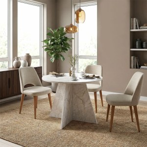 meg-GP042-0370,2-2 ΤΡΑΠΕΖΙ TAILOR MEGAPAP ΧΡΩΜΑ ΛΕΥΚΟ ΕΦΕ ΜΑΡΜΑΡΟΥ Ø100X75,7ΕΚ.