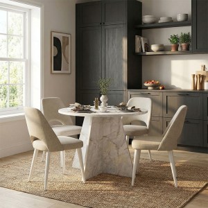 meg-GP042-0370,2-5 ΤΡΑΠΕΖΙ TAILOR MEGAPAP ΧΡΩΜΑ ΛΕΥΚΟ ΕΦΕ ΜΑΡΜΑΡΟΥ Ø100X75,7ΕΚ.