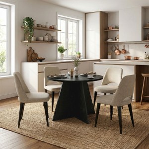 meg-GP042-0370,3-3 ΤΡΑΠΕΖΙ TAILOR MEGAPAP ΧΡΩΜΑ SENCRON BLACK Ø100X75,7ΕΚ.