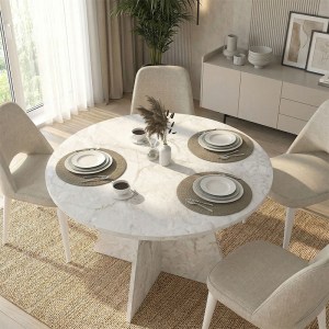 meg-GP042-0371,2-1 ΤΡΑΠΕΖΙ TAILOR MEGAPAP ΧΡΩΜΑ ΛΕΥΚΟ ΕΦΕ ΜΑΡΜΑΡΟΥ Ø120X75,7ΕΚ.