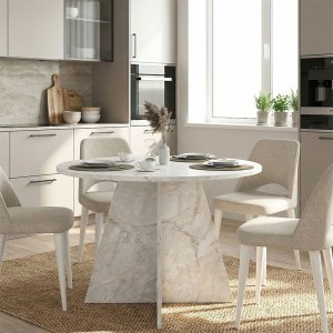 meg-GP042-0371,2-4 ΤΡΑΠΕΖΙ TAILOR MEGAPAP ΧΡΩΜΑ ΛΕΥΚΟ ΕΦΕ ΜΑΡΜΑΡΟΥ Ø120X75,7ΕΚ.