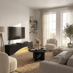 meg-GP042-0373,3-3 ΕΠΙΠΛΟ ΤΗΛΕΟΡΑΣΗΣ MARA MEGAPAP ΜΕ LED ΧΡΩΜΑ SENCRON BLACK 150X31,4X40ΕΚ.