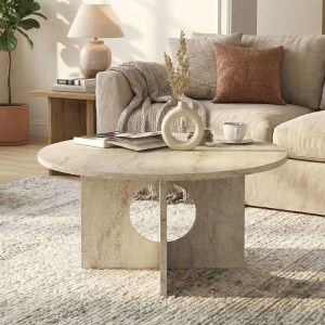 meg-GP042-0374,1-0 ΤΡΑΠΕΖΑΚΙ ΣΑΛΟΝΙΟΥ MARA MEGAPAP ΧΡΩΜΑ TRAVERTINE Ø75X36,8ΕΚ.