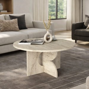 meg-GP042-0374,1-2 ΤΡΑΠΕΖΑΚΙ ΣΑΛΟΝΙΟΥ MARA MEGAPAP ΧΡΩΜΑ TRAVERTINE Ø75X36,8ΕΚ.