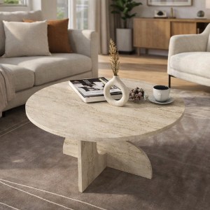 meg-GP042-0374,1-3 ΤΡΑΠΕΖΑΚΙ ΣΑΛΟΝΙΟΥ MARA MEGAPAP ΧΡΩΜΑ TRAVERTINE Ø75X36,8ΕΚ.