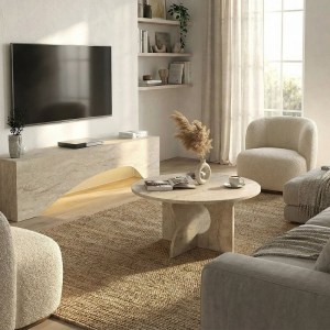 meg-GP042-0374,1-4 ΤΡΑΠΕΖΑΚΙ ΣΑΛΟΝΙΟΥ MARA MEGAPAP ΧΡΩΜΑ TRAVERTINE Ø75X36,8ΕΚ.