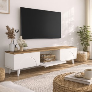 meg-GP042-0376,1-3 ΕΠΙΠΛΟ ΤΗΛΕΟΡΑΣΗΣ BONO MEGAPAP ΧΡΩΜΑ ΛΕΥΚΟ - SEPET OAK 150X32,3X42,1ΕΚ.