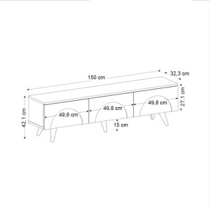 meg-GP042-0376,1-5 ΕΠΙΠΛΟ ΤΗΛΕΟΡΑΣΗΣ BONO MEGAPAP ΧΡΩΜΑ ΛΕΥΚΟ - SEPET OAK 150X32,3X42,1ΕΚ.
