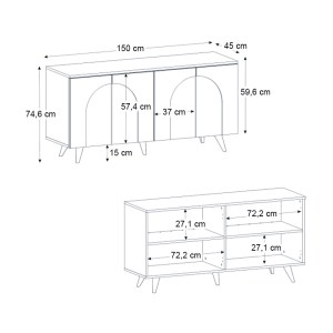 meg-GP042-0377,1-5 ΜΠΟΥΦΕΣ BONO MEGAPAP ΧΡΩΜΑ ΛΕΥΚΟ - SEPET OAK 150X45X74,6ΕΚ.