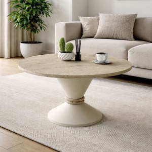 meg-GP042-0378,1-0 ΤΡΑΠΕΖΑΚΙ ΣΑΛΟΝΙΟΥ LEPPER MEGAPAP ΧΡΩΜΑ TRAVERTINE - SANDSTONE Ø75X39,8ΕΚ.