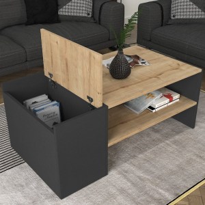 meg-GP042-0380,1-2 ΤΡΑΠΕΖΑΚΙ ΣΑΛΟΝΙΟΥ IZIA MEGAPAP ΧΡΩΜΑ SAPPHIRE OAK - ΑΝΘΡΑΚΙ 110X60X45ΕΚ.