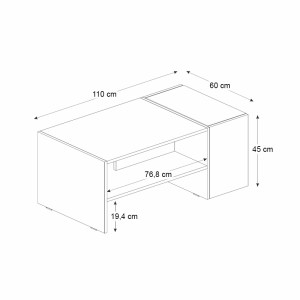 meg-GP042-0380,1-5 ΤΡΑΠΕΖΑΚΙ ΣΑΛΟΝΙΟΥ IZIA MEGAPAP ΧΡΩΜΑ SAPPHIRE OAK - ΑΝΘΡΑΚΙ 110X60X45ΕΚ.