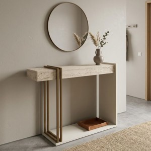 meg-GP042-0384,1-0 ΚΟΝΣΟΛΑ DESCA MEGAPAP ΧΡΩΜΑ TRAVERTINE - SANDSTONE - ΧΡΥΣΟ 91,8X29,6X74,2ΕΚ.