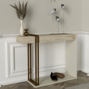 meg-GP042-0384,1-1 ΚΟΝΣΟΛΑ DESCA MEGAPAP ΧΡΩΜΑ TRAVERTINE - SANDSTONE - ΧΡΥΣΟ 91,8X29,6X74,2ΕΚ.