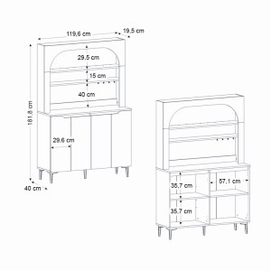 meg-GP042-0387,1-6 ΕΠΙΠΛΟ ΚΟΥΖΙΝΑΣ ΜΕ LED MELINTA 4 MEGAPAP ΧΡΩΜΑ ΛΕΥΚΟ 120X40X181,8ΕΚ.