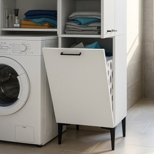 meg-GP042-0389,1-5 ΝΤΟΥΛΑΠΙ ΜΕ ΚΑΛΑΘΙ ΑΠΛΥΤΩΝ SINGA MEGAPAP ΧΡΩΜΑ ΛΕΥΚΟ 45X40X180ΕΚ.