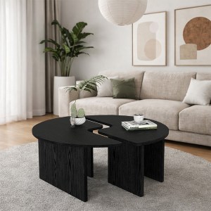 meg-GP042-0394,1-0 ΤΡΑΠΕΖΑΚΙ ΣΑΛΟΝΙΟΥ ΣΕΤ 2 ΤΜΧ DORENA MEGAPAP ΧΡΩΜΑ SENCRON BLACK Ø90X41,7ΕΚ.