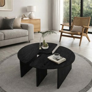 meg-GP042-0394,1-3 ΤΡΑΠΕΖΑΚΙ ΣΑΛΟΝΙΟΥ ΣΕΤ 2 ΤΜΧ DORENA MEGAPAP ΧΡΩΜΑ SENCRON BLACK Ø90X41,7ΕΚ.