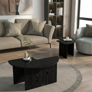 meg-GP042-0394,1-5 ΤΡΑΠΕΖΑΚΙ ΣΑΛΟΝΙΟΥ ΣΕΤ 2 ΤΜΧ DORENA MEGAPAP ΧΡΩΜΑ SENCRON BLACK Ø90X41,7ΕΚ.