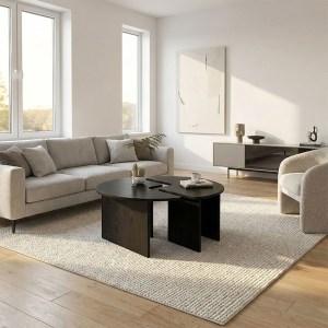meg-GP042-0394,1-6 ΤΡΑΠΕΖΑΚΙ ΣΑΛΟΝΙΟΥ ΣΕΤ 2 ΤΜΧ DORENA MEGAPAP ΧΡΩΜΑ SENCRON BLACK Ø90X41,7ΕΚ.